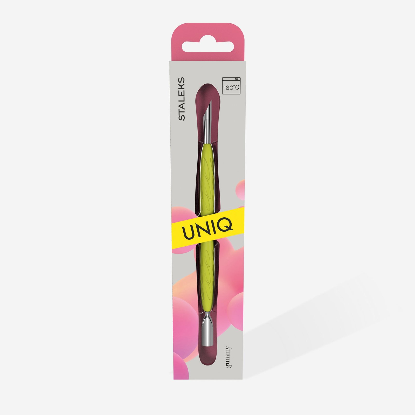 Manicure pusher Gummy with silicone handle UNIQ 10 TYPE 2 (rounded narrow and beveled pusher) - Image 4