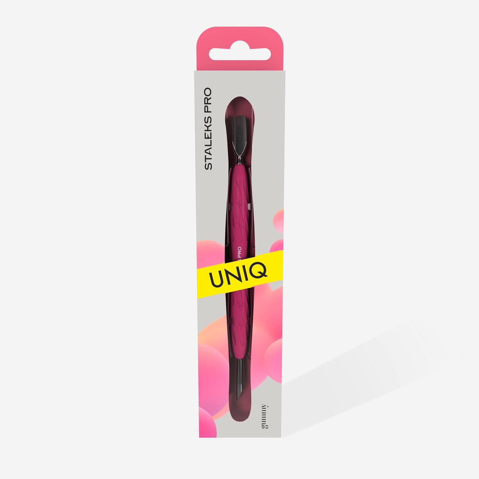 Manicure pusher Gummy with silicone handle UNIQ 10 TYPE 2 (rounded narrow and beveled pusher) - Image 8